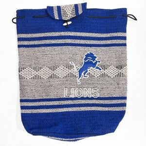 NFL Detroit Lions Backpack Baja Knit Drawstring Boho Football Gray Blue‎